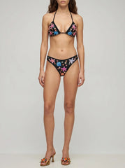 Marissa Hand Embroidered Luxe Bikini Top Black in Stock