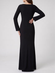 Crescent Shell Bell Sleeve Dress in Black