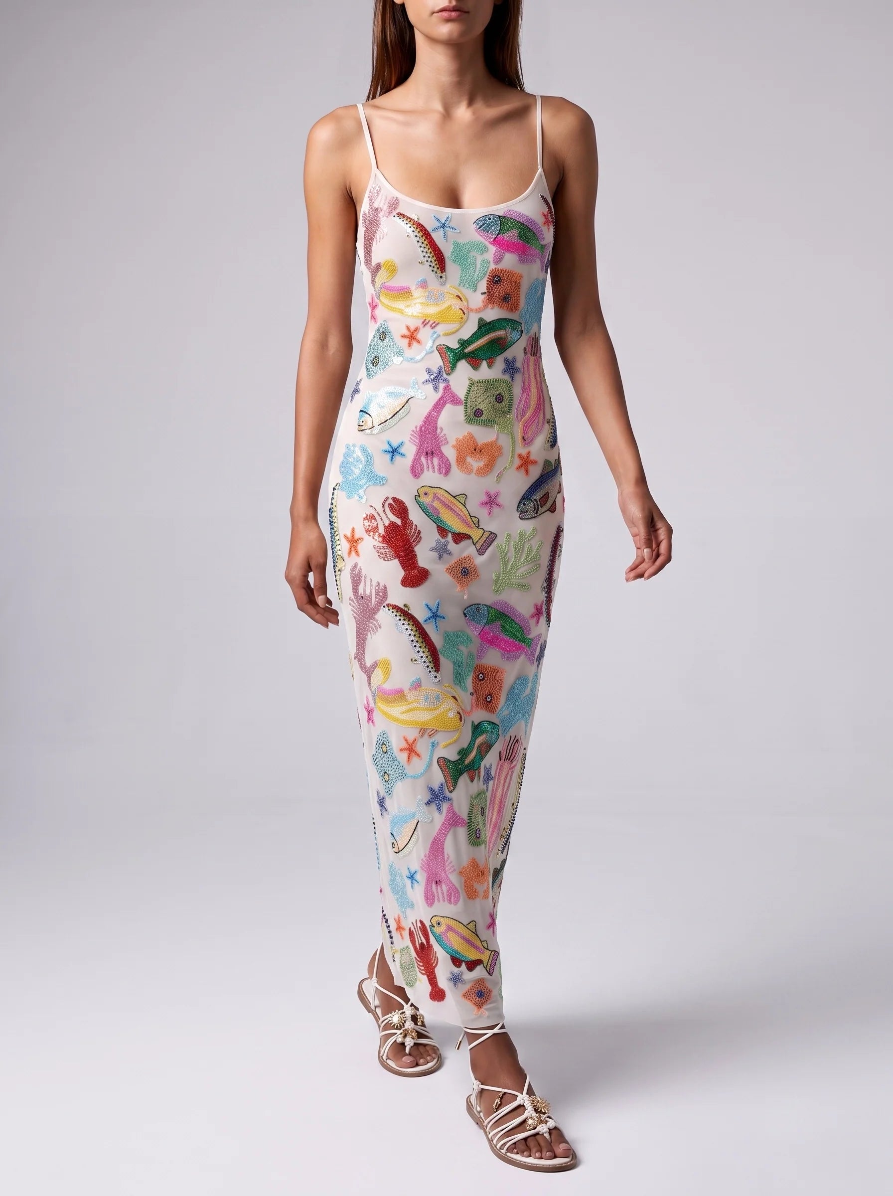 Arizona Long Dress Maxi Thin Strap Sheer