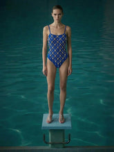 Calliope Thin Straps One Piece Swimsuit Blue