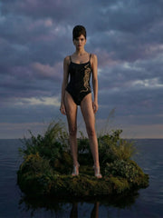 Serpentina Noir Scoop Neck One-Piece Swimsuit