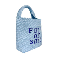 Blue Embroidered Bucket Bag