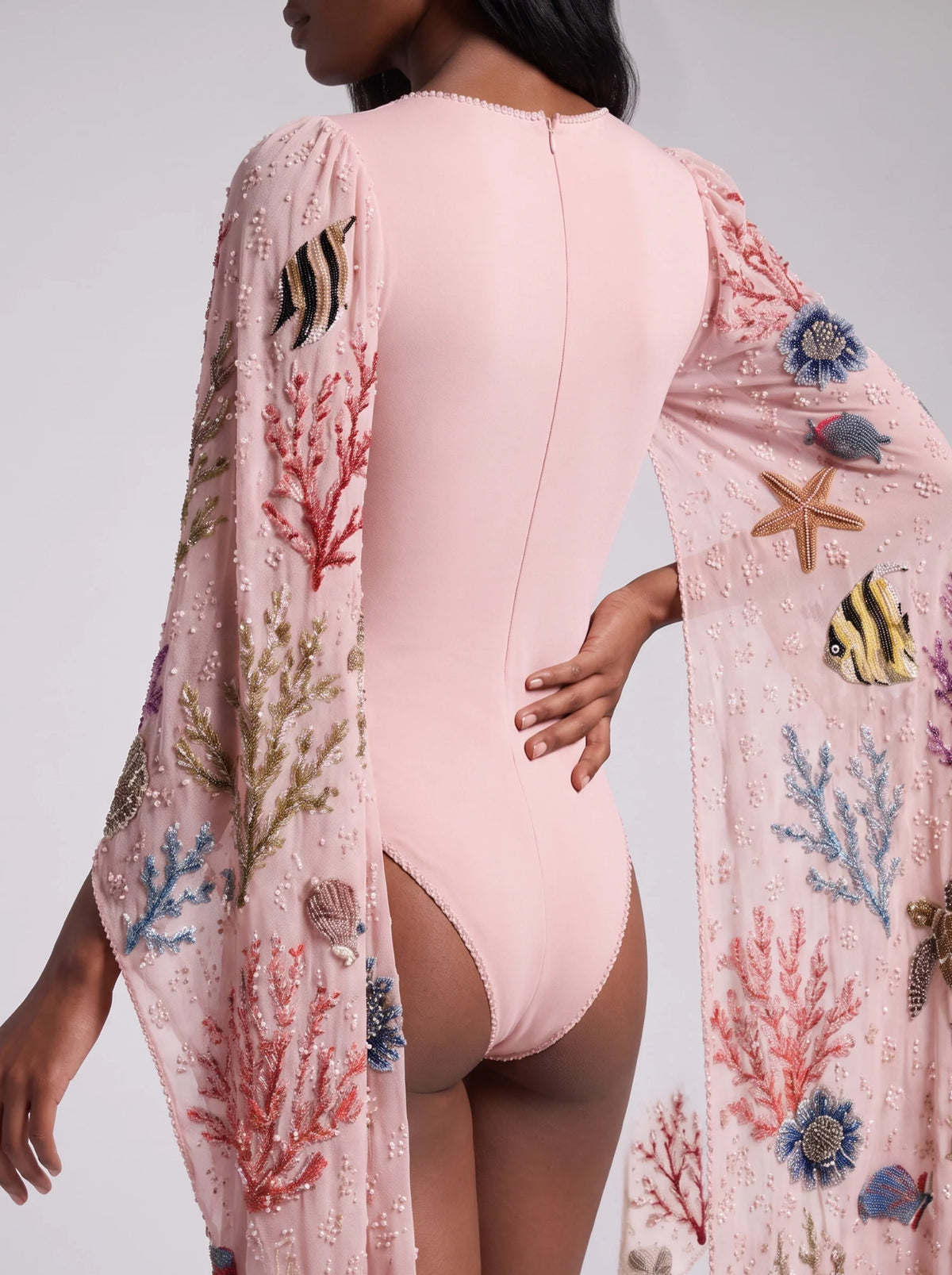Seraphine Coral Multi Colour Embellished Bodysuit