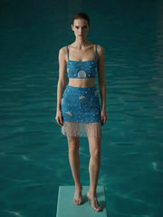 BETTY Hand Beaded Top Blue