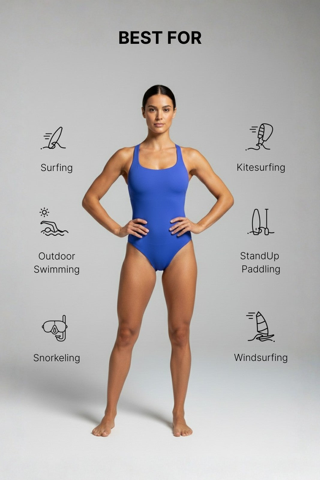 Nerida One Piece Swimsuit Scoop Neck ― Blue