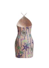 Shell Halterneck Pink Mini Dress