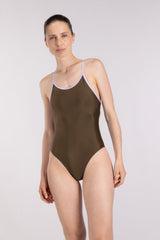 Liberty Racerback Swimsuit ― Coffee / Lilac