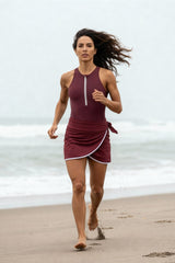 Wrap Skirt ― Deep Red / White