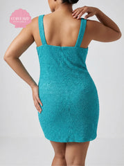Curve St. Barth Hand-Beaded Crystal Dress - Teal