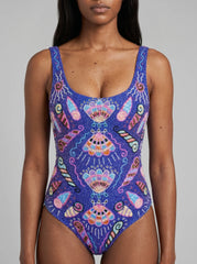 Dream Shell Hand Beaded Swimsuit Purple