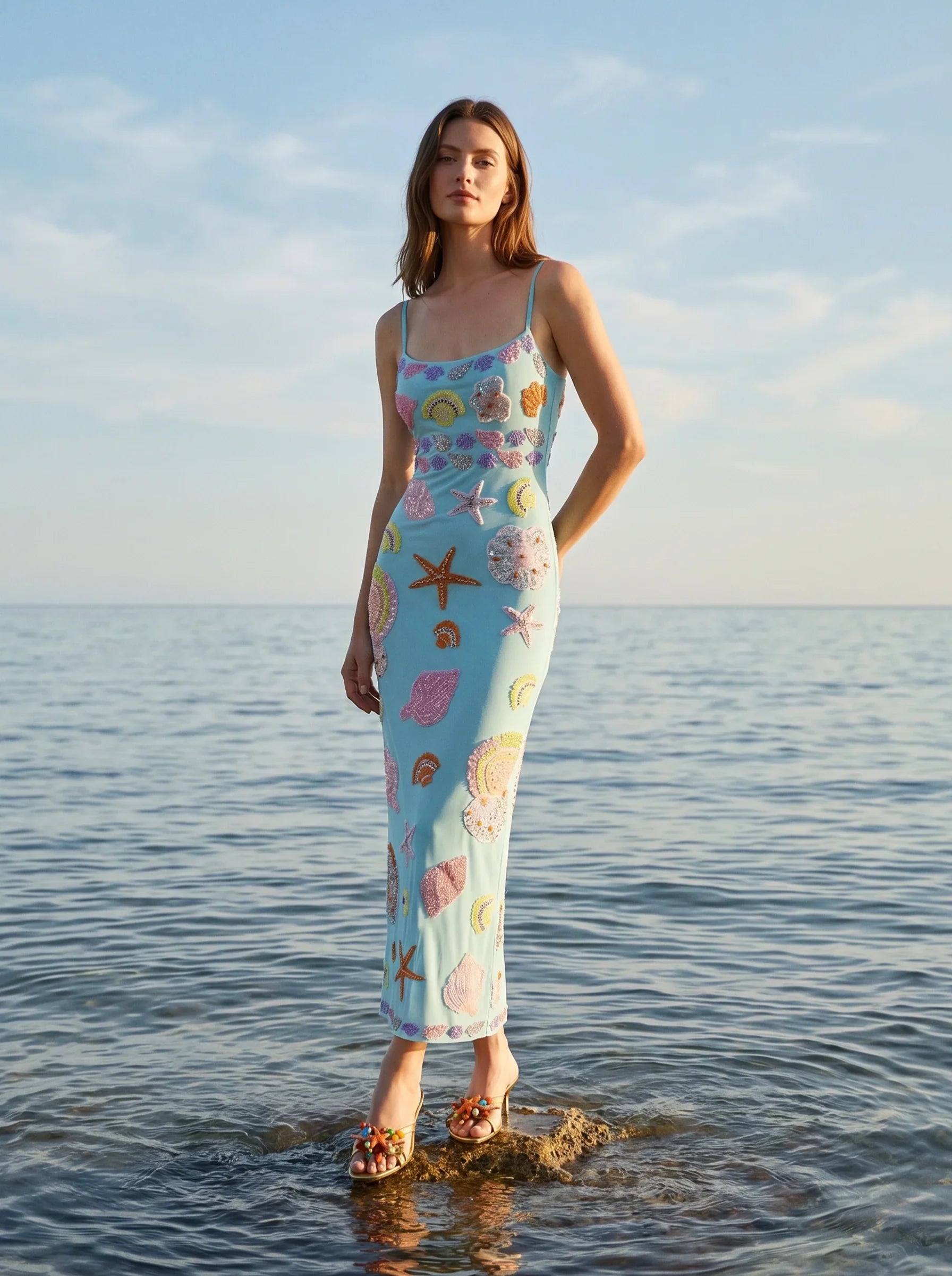 New York Strapped Dress in Blue