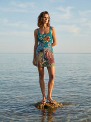Coastal Blue Coral Mini Dress