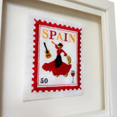 Postage Stamp Embroidery Artwork, Spain
