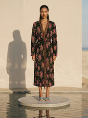 Midnight Bloom Fringe Robe