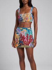 Sekushi Coastal Blue Coral Co-Ord Top