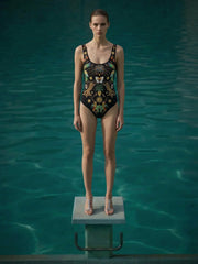 Willow Hand Embroidered Black Swimsuit