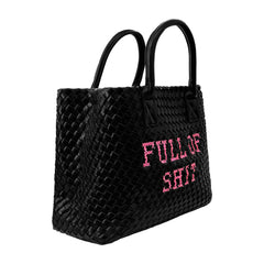 Vegan Pink FULL of SHIT Woven Handbag