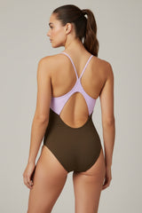 Liberty Racerback Swimsuit ― Coffee / Lilac