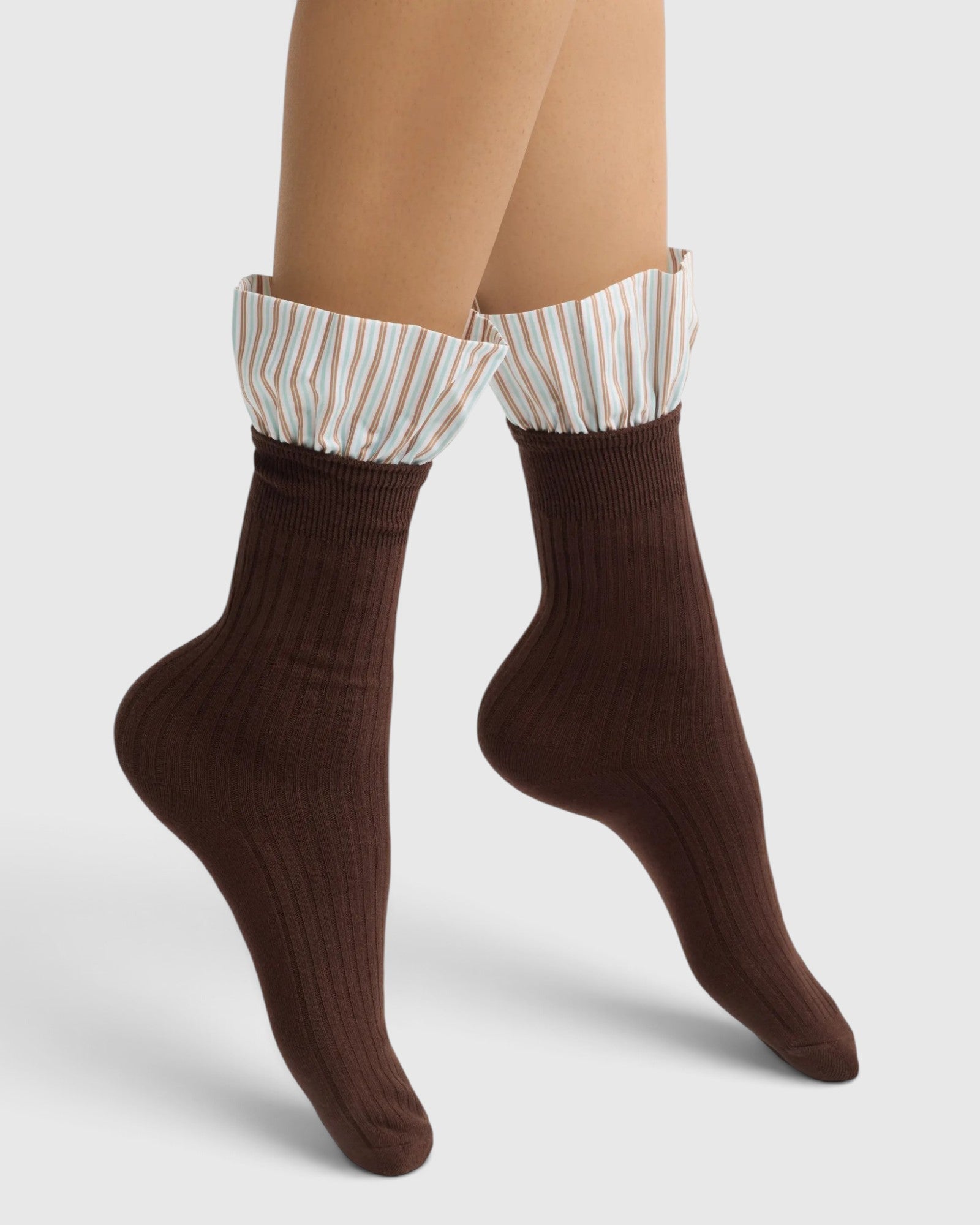 Lauren Pinstripe Cuff Socks