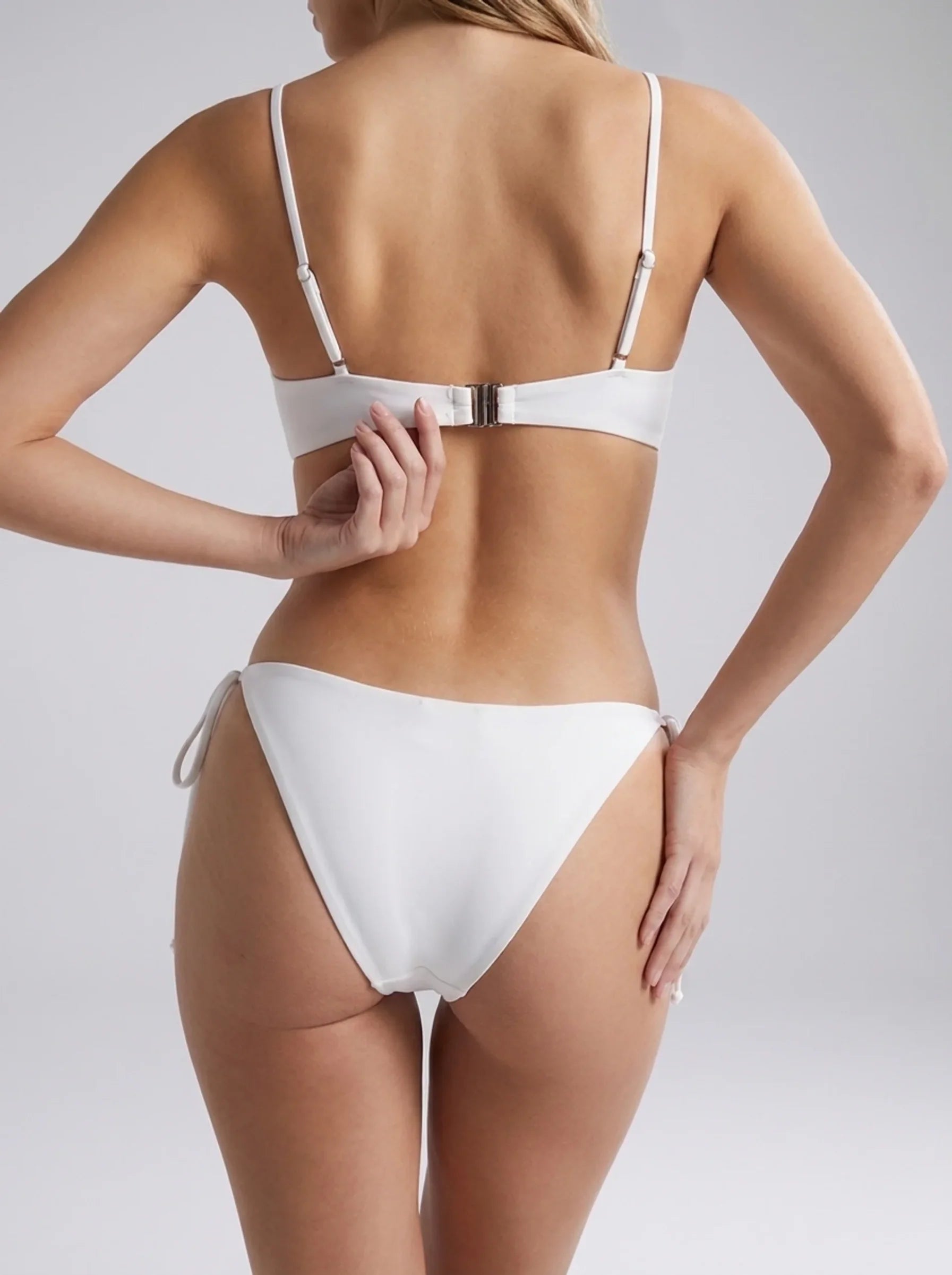 Los Angeles Hand-Embroidered Bikini Bottom White