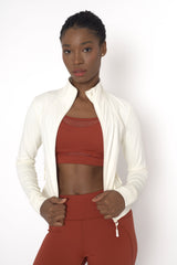 POWERFLOW CROPPED RUNNING JACKET OFF WHITE