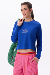 SLOW SUNDAY CROPPED T-SHIRT - KLEIN BLUE