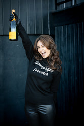 "Champagne Powder" Embroidered Mock Neck