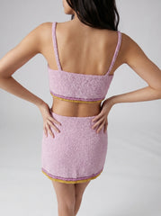 Monty Co-Ord Hand Embroidered Bead Skirt - Pink