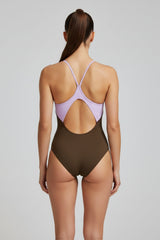 Liberty Racerback Swimsuit ― Coffee / Lilac