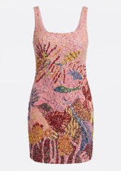 Oceanic Bloom Mini Dress in Pink