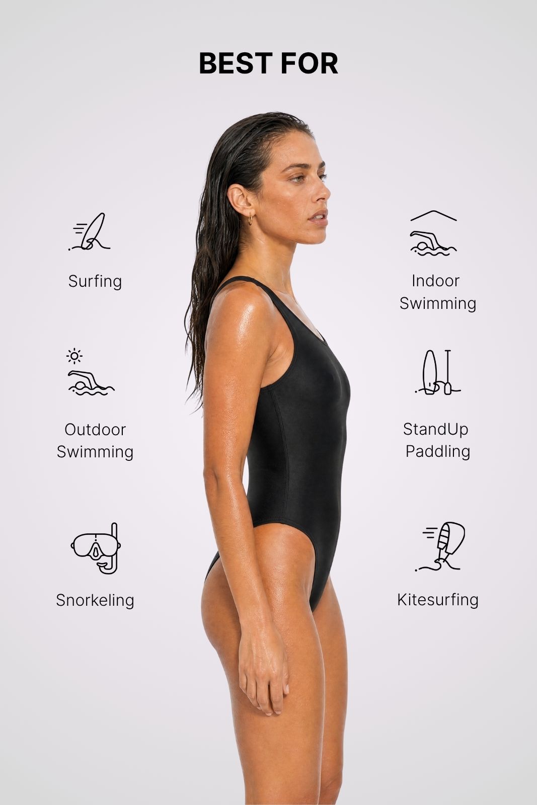 Racerback Swimsuit High Cut ― Black