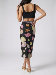 New York Hand-Embroidered Top Black