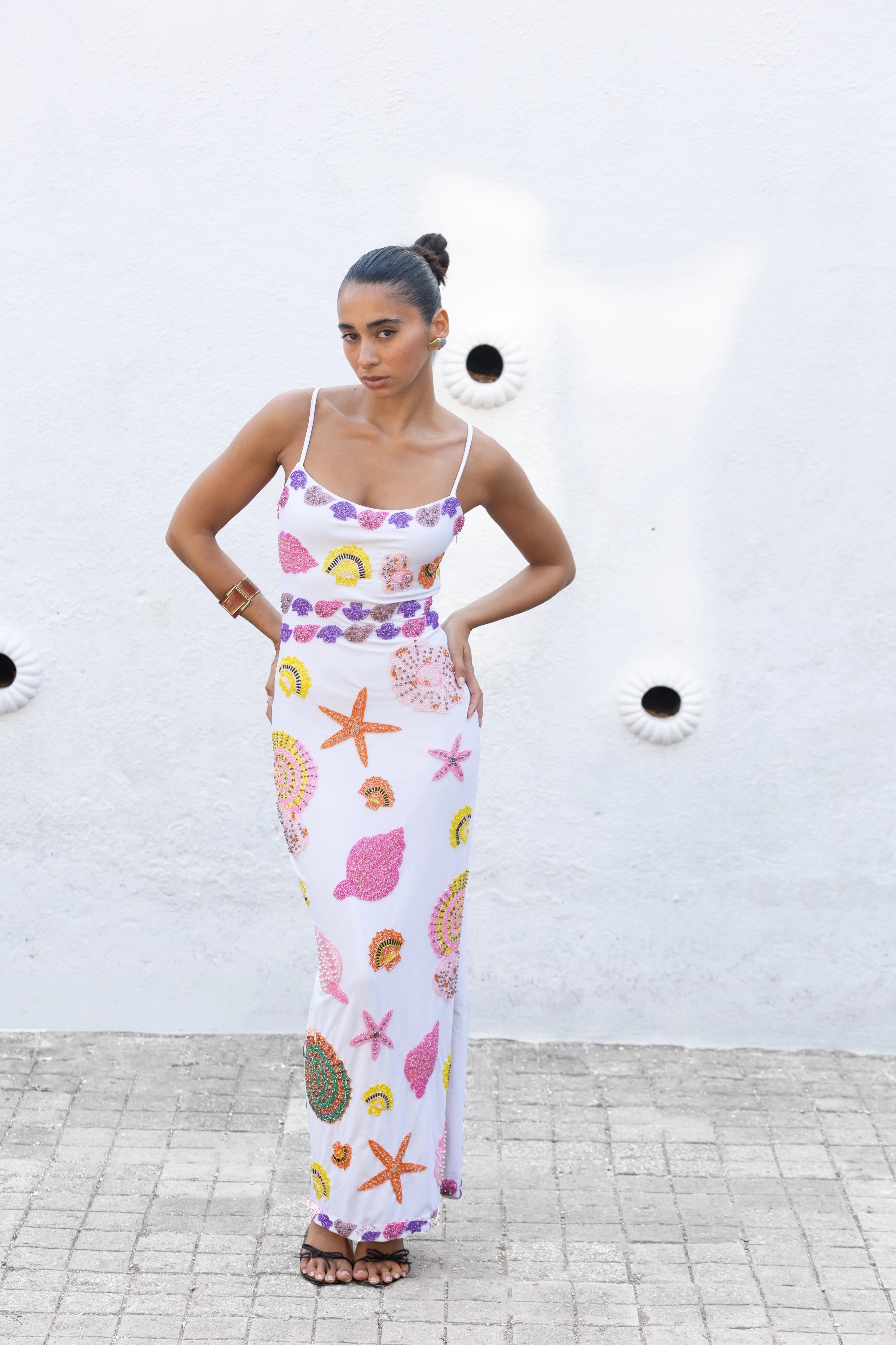 New York Strapped Dress in White
