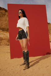 Free Heaven Crop String Tshirt - Jet Black