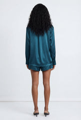 The Lady Silk Shirt Teal Eclipse