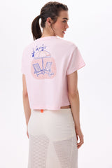 "A LA PLAGE" CROPPED T-SHIRT - CANDY PINK