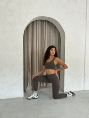 Taupe Leggings and Sports Bra