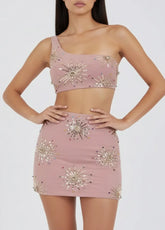 Callie Co-Ord Skirt - Beige/Peach