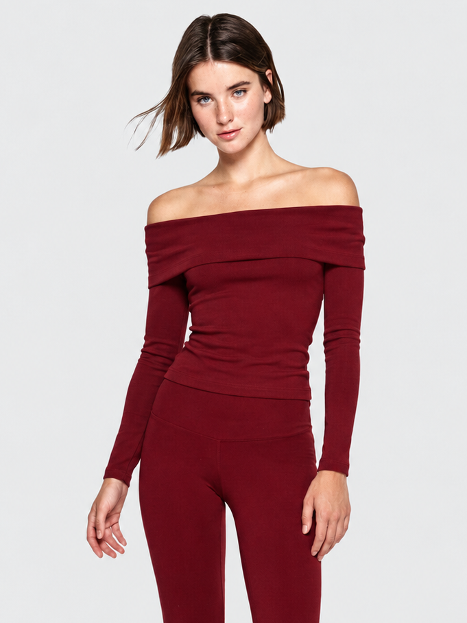 MERINO OFF-SHOULDER - MERLOT