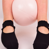 LIGN Black Ballet Ruffle Grip Socks