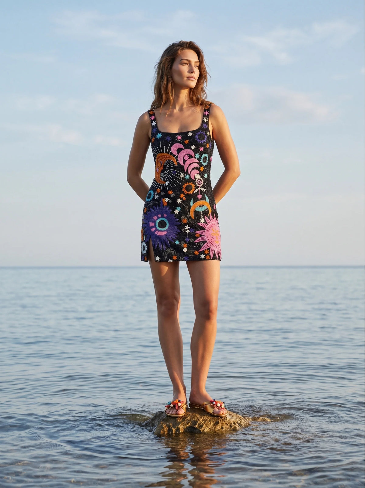 Celestial Star Mini White Dress