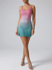 Sofia Hand Beaded Party Dress Orange Ombré