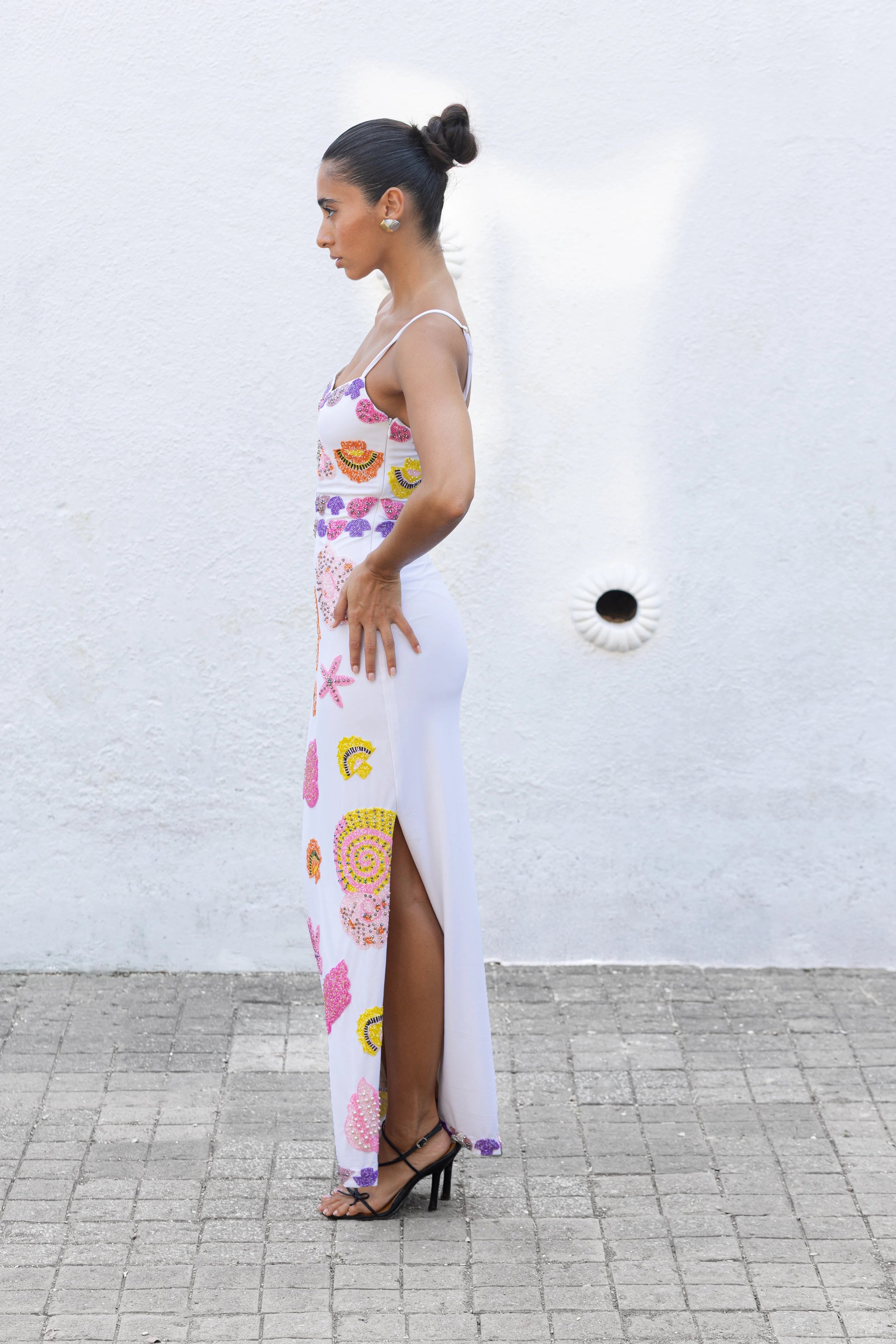 New York Strapped Dress in White