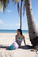 Lobster Pink Hand Beaded Maxi Dress