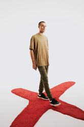 Oversized Tee With Emboss Detail - Covert Green