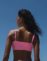 Los Angeles Hand-Embroidered Underwire Bikini Top Only in Pink