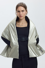 TOKYO SHAWL - METALLIC GOLD ( INSIDE CHARCOAL) REVERSIBLE