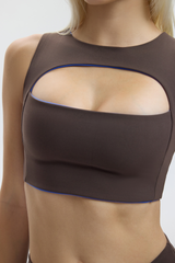 CUT OUT BRA TOP - ESPRESSO MARTINI (INSIDE ELECTRIC BLUE)