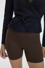 MERINO BALLET WRAP CARDIGAN - CHARCOAL