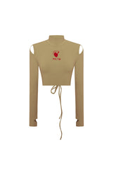 Long Sleeve Crop Top - Covert Green